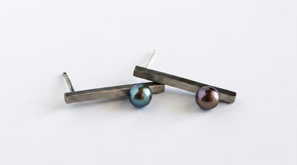 Tara Elaina Jewelry Modern Pearl Stick Earrings — view 2
