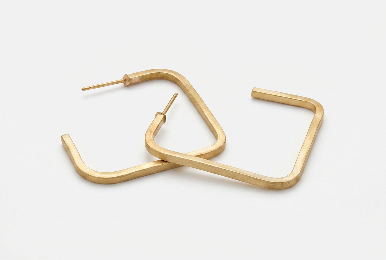 Tara Elaina Jewelry Gold Square Hoop Earrings — view 1