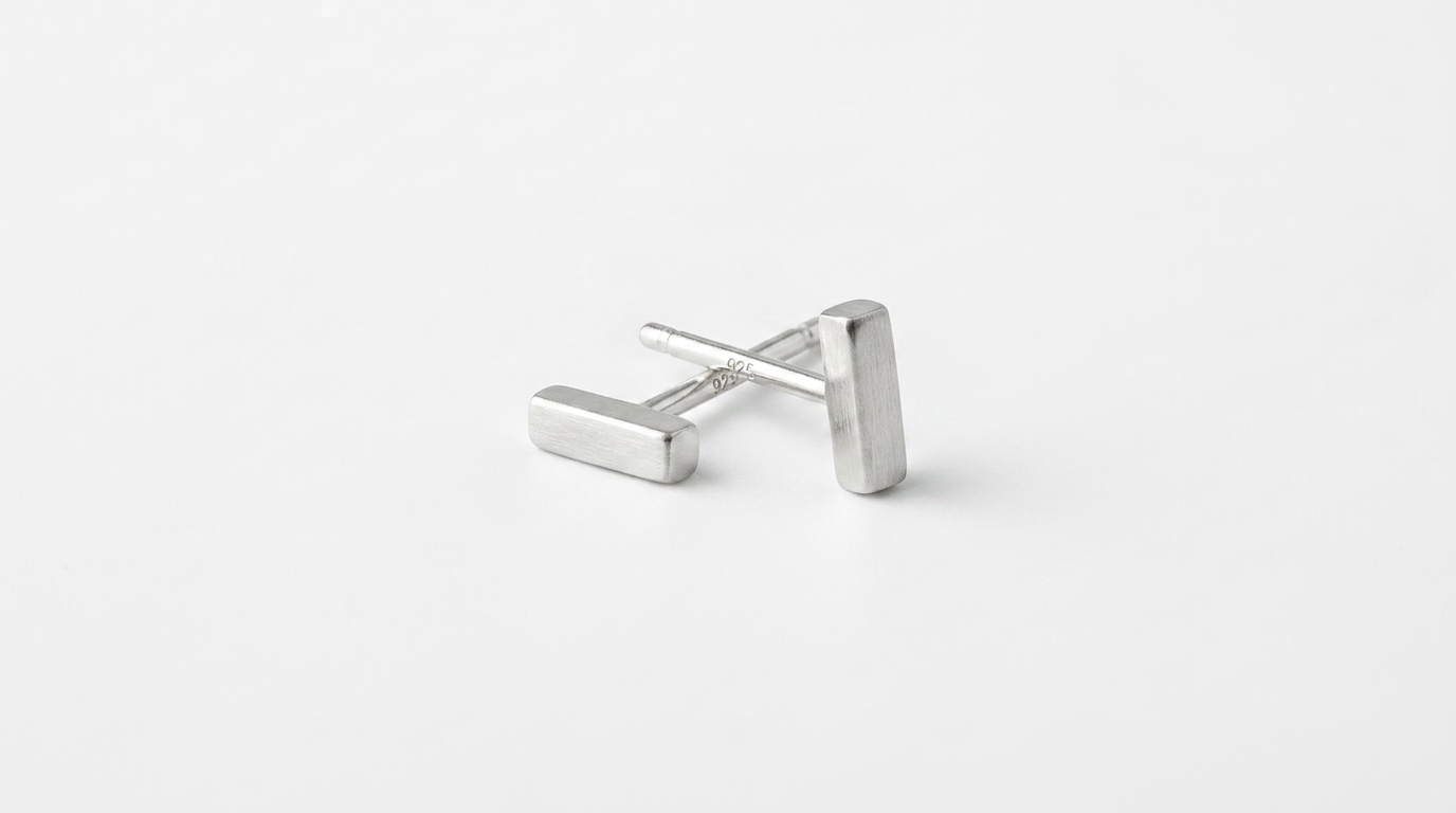 Petite Silver Stick Earrings — view 1