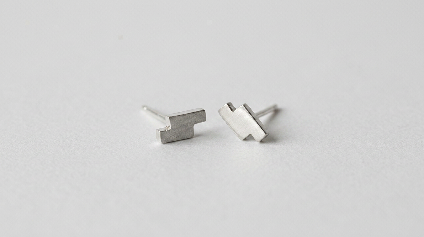 Silver ZigZag Earrings — view 2