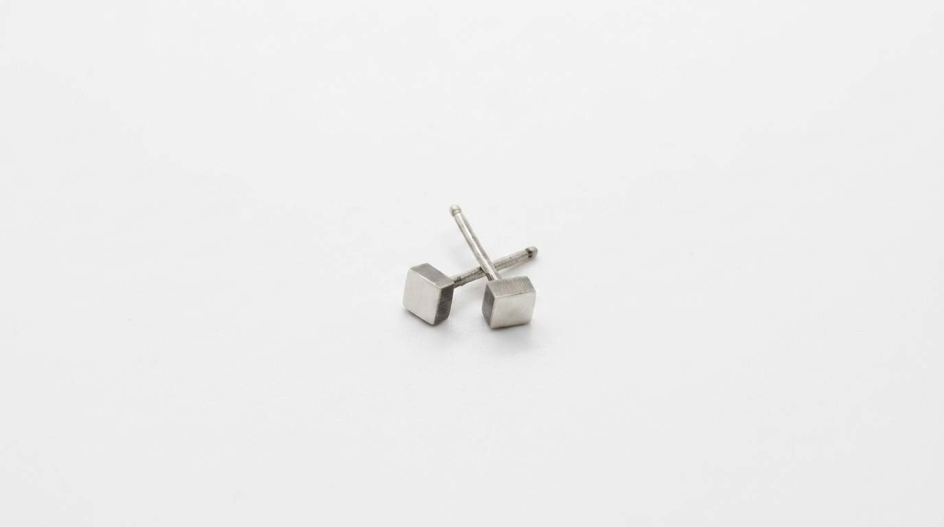 Tara Elaina Jewelry Linear Essentials Silver Square Stud Earrings — view 1