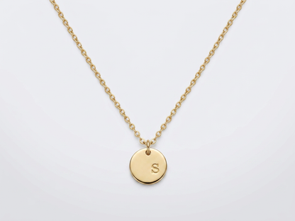 Personalized Gold Initial Disc Necklace — 18 inches / s — view 1