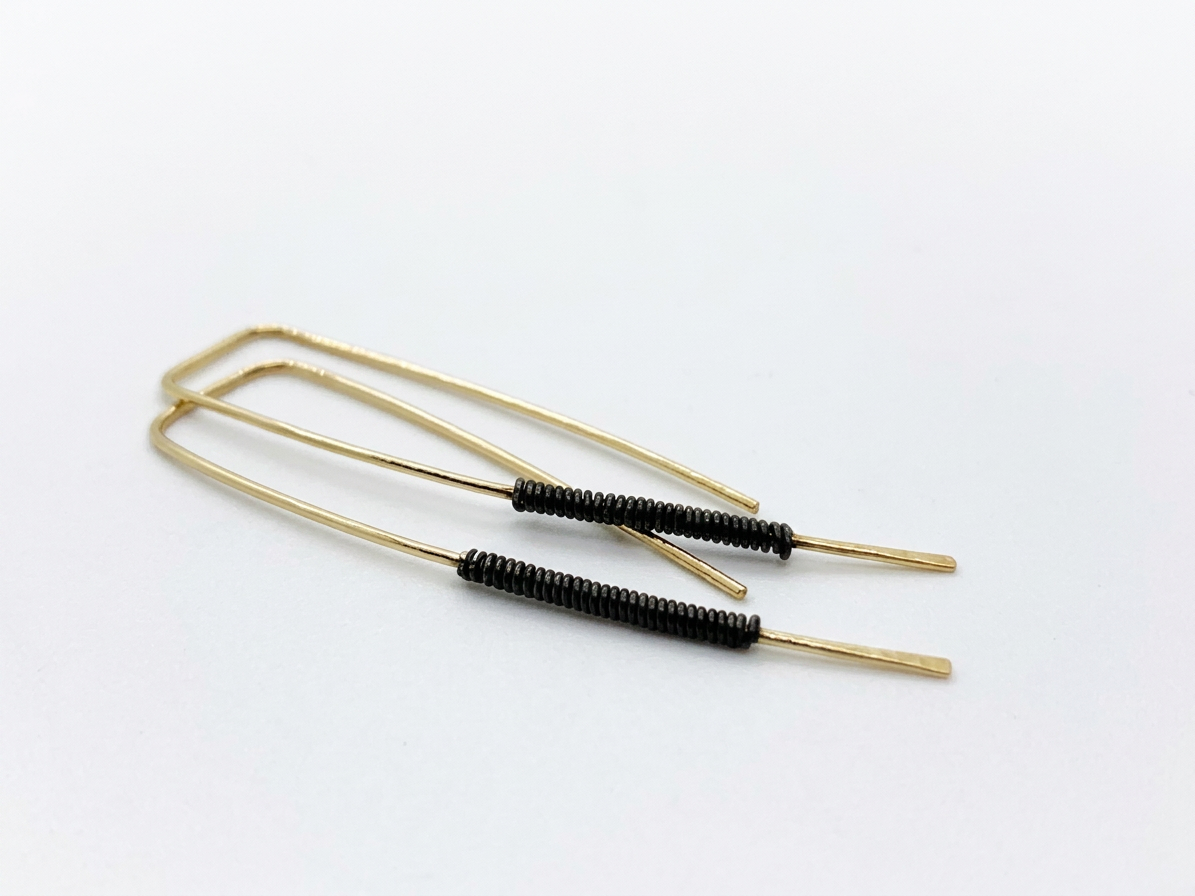 Minimalist Gold & Black Earrings — view 1