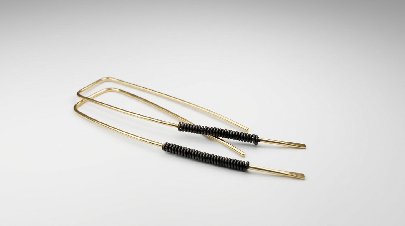 Minimalist Gold & Black Earrings — view 4