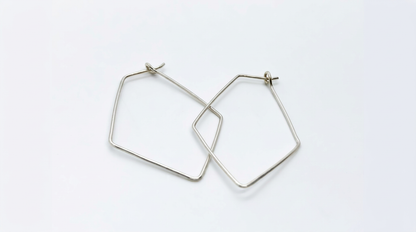 Tara Elaina Jewelry Delicate Silver Diamond Shaped Hoops — view 1