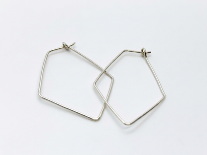 Tara Elaina Jewelry Delicate Silver Diamond Shaped Hoops — view 2