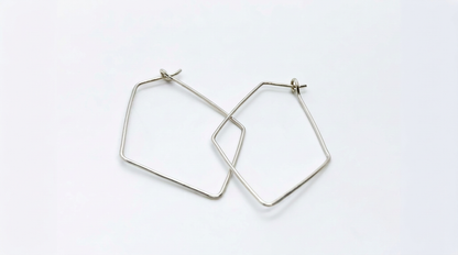 Tara Elaina Jewelry Delicate Silver Diamond Shaped Hoops — view 4