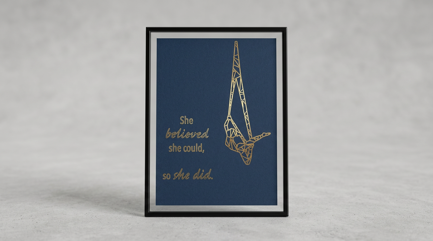 She Believed Aerial Sling Foil Print — Dark Blue / Gold / 5x7" — view 1