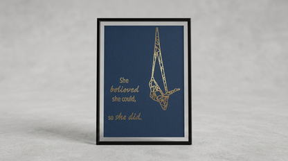 She Believed Aerial Sling Foil Print — Dark Blue / Gold / 5x7" — view 1