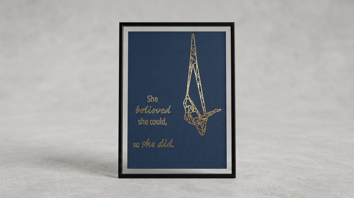She Believed Aerial Sling Foil Print — Dark Blue / Gold / 5x7" — view 2