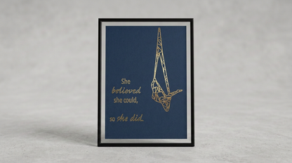 She Believed Aerial Sling Foil Print — Dark Blue / Gold / 5x7" — view 2