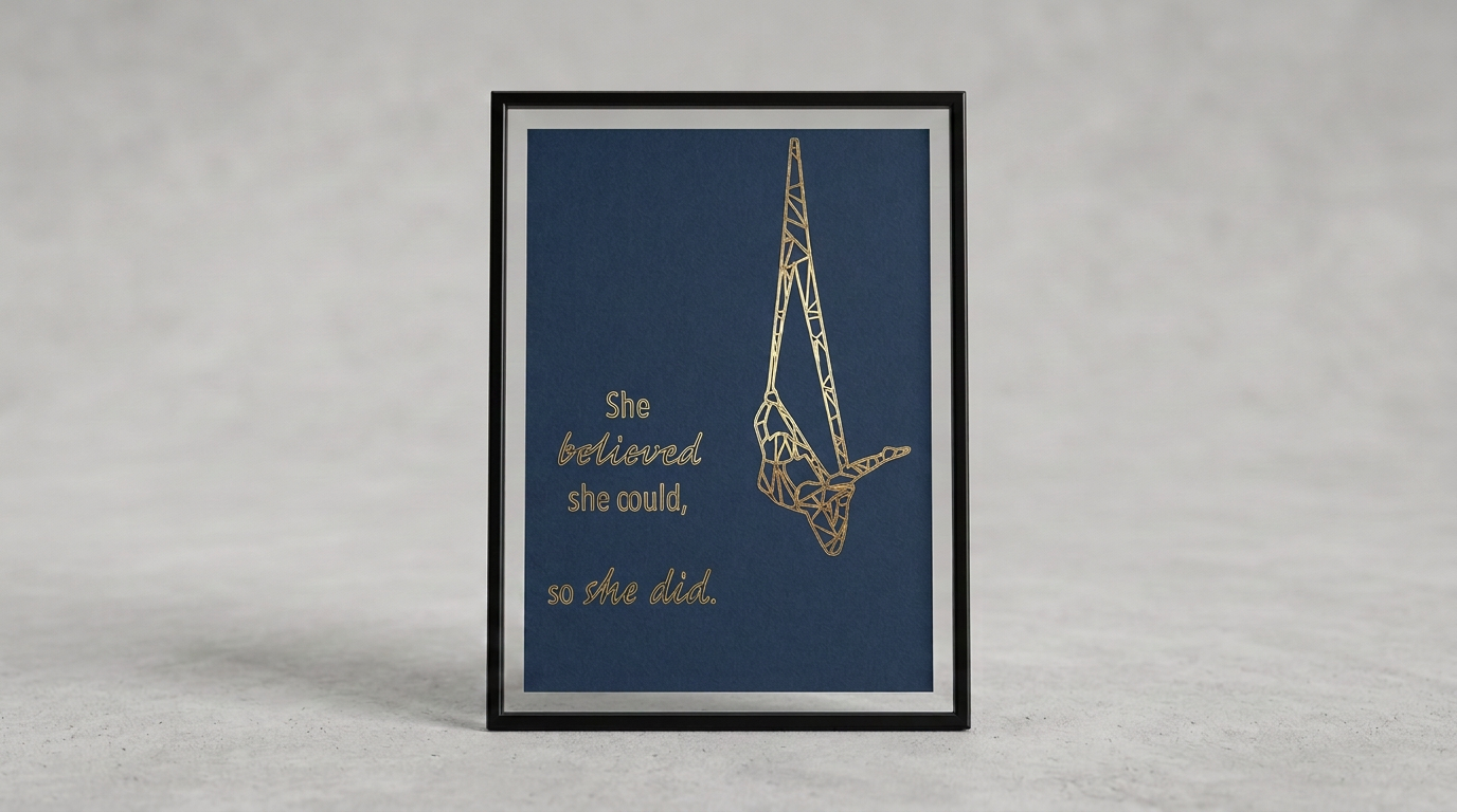 She Believed Aerial Sling Foil Print — Dark Blue / Gold / 5x7" — view 3