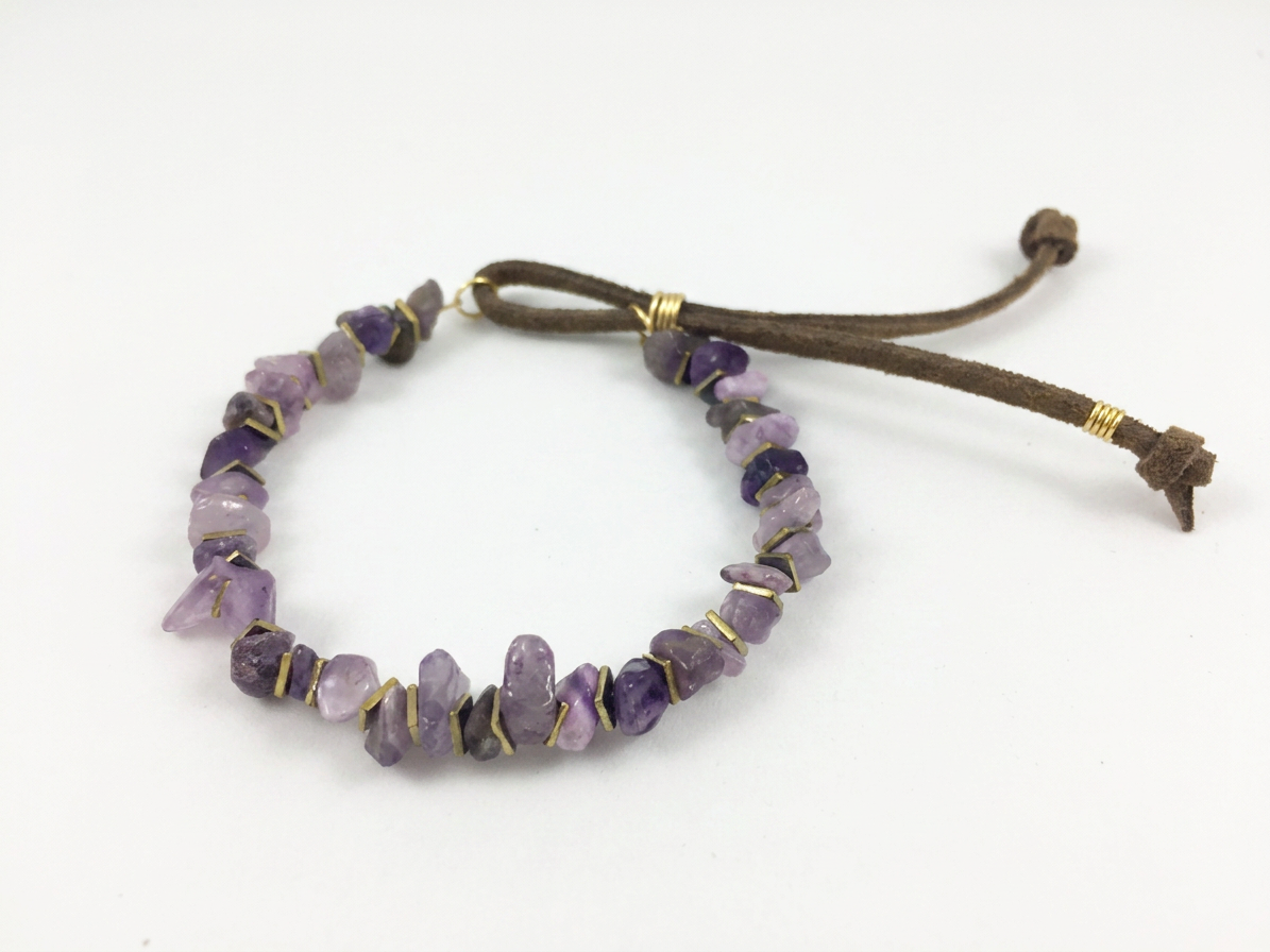 Tara Elaina Jewelry Amethyst Adjustable Suede Bracelet — view 2