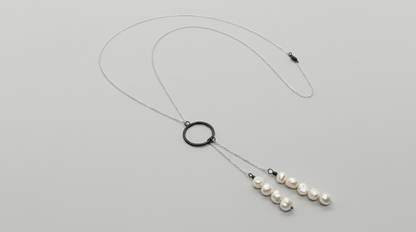 Tara Elaina Jewelry Modern Pearl Silver Lariat Necklace — view 3