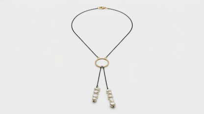 Tara Elaina Jewelry Modern Pearl Gold Lariat Necklace — view 2