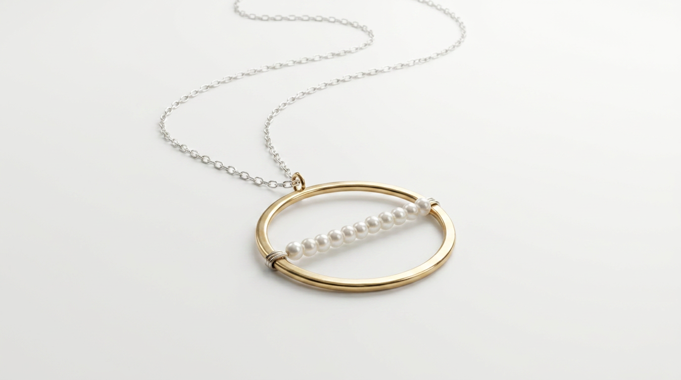 Tara Elaina Jewelry Modern Pearl Gold Pendant Necklace — view 1