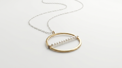 Tara Elaina Jewelry Modern Pearl Gold Pendant Necklace — view 1