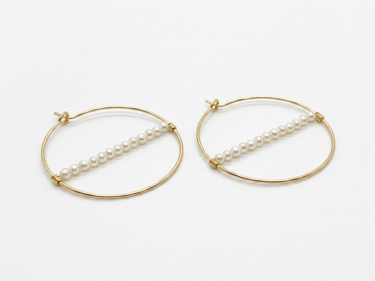 Modern Pearl Gold Hoop Earrings — view 2
