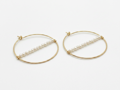 Modern Pearl Gold Hoop Earrings — view 2