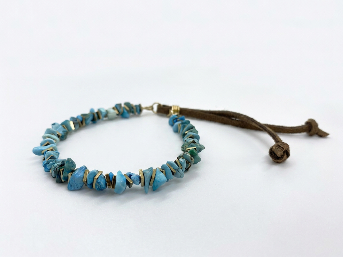 Tara Elaina Jewelry Turquoise Chip Adjustable Suede Bracelet — view 1
