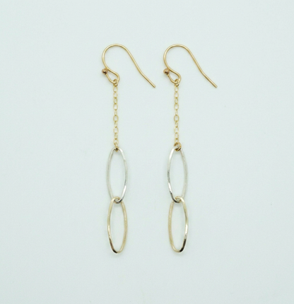Tara Elaina Jewelry Mixed Metal Silver and Gold Chain Earrings — view 1