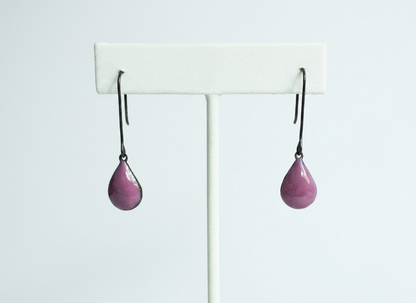 Purple Tear Drop Dangle Earrings — view 1