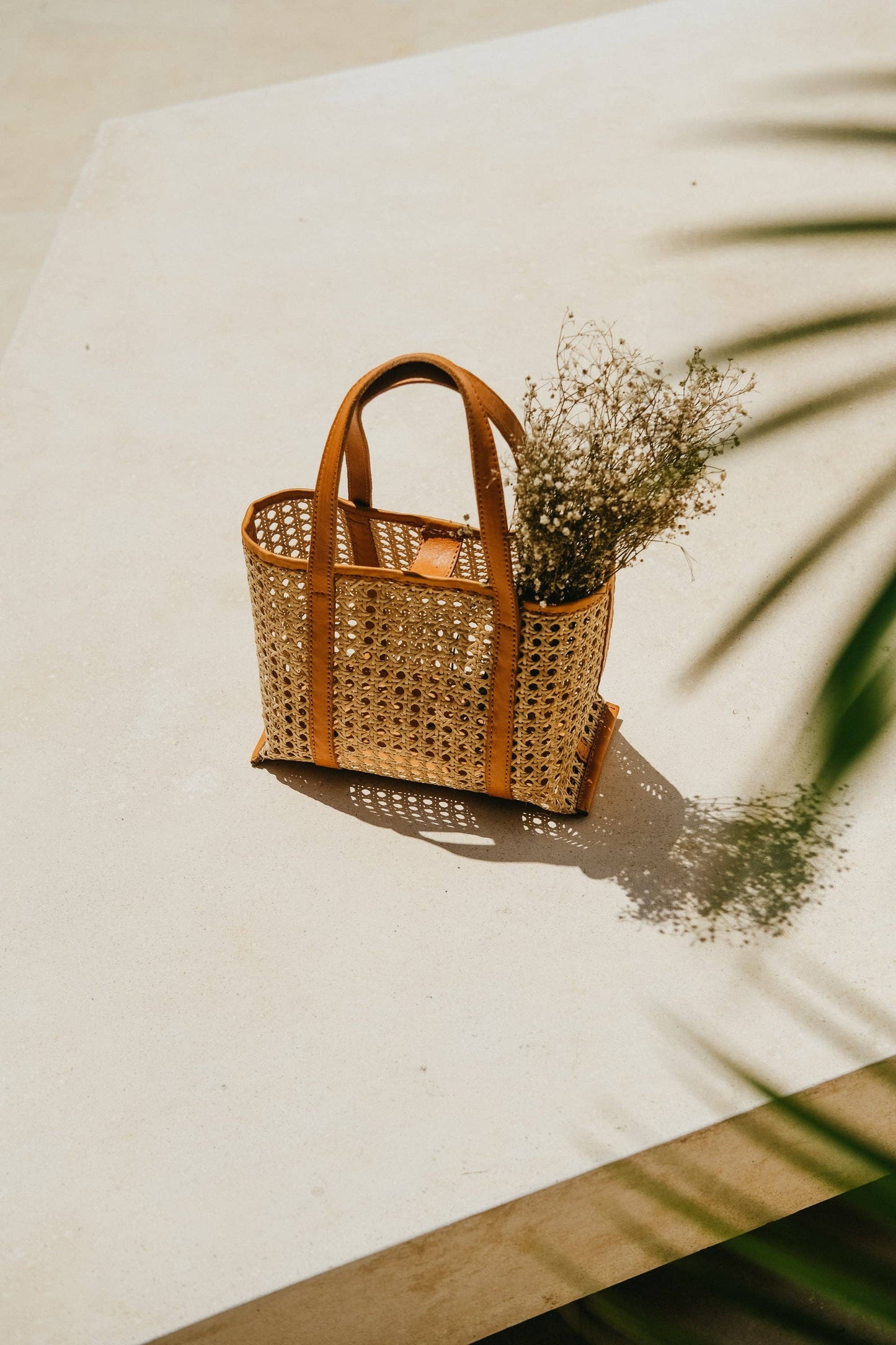 Pink Haley Magnolia Handmade Cane Woven and Leather Tote