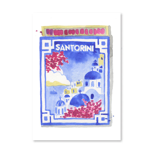 Santorini Matchbook Art Print