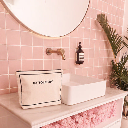 Toiletry Pouch with Coated Lining – Cream
