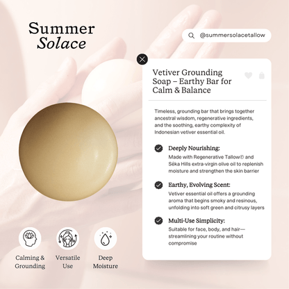 Vetiver Sphere Soap – Grounding & Earthy Aromatic Cleanser